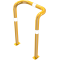 Anti-nudge hoop | double-sided, deep version | steel tube  76 mm | yellow / black | total width: 750 mm | height above ground: 1150 mm | to be fixed by plugs